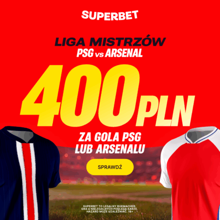 Bonus 400 PLN za gola wybranej drużyny w meczu PSG – Arsenal