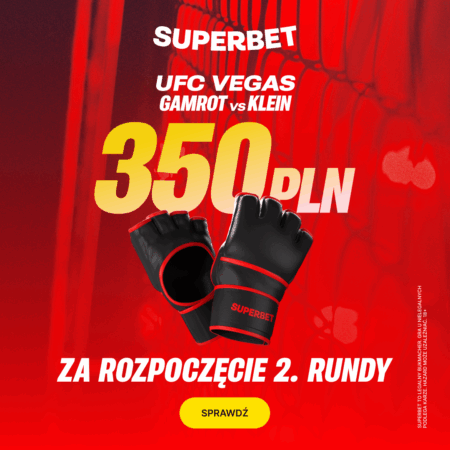Bonus 350 PLN za rozpoczęcie 2. rundy w walce Mateusz Gamrot – Ludovit Klein na gali UFC Vegas 107