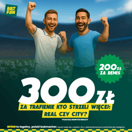 300 ZŁ ZA TRAFIENIE DRUŻYNY Z WIĘKSZĄ LICZBĄ BRAMEK