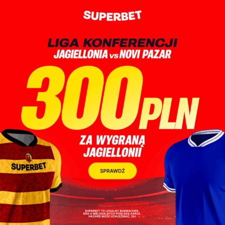 Bonus 300 PLN za zwycięstwo Jagiellonii Białystok w meczu z Novi Pazar