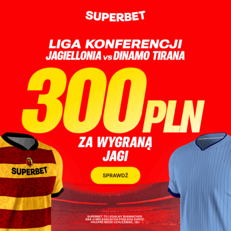 Bonus 300 PLN za zwycięstwo Jagiellonii Białystok w meczu z Dinamo City Tirana