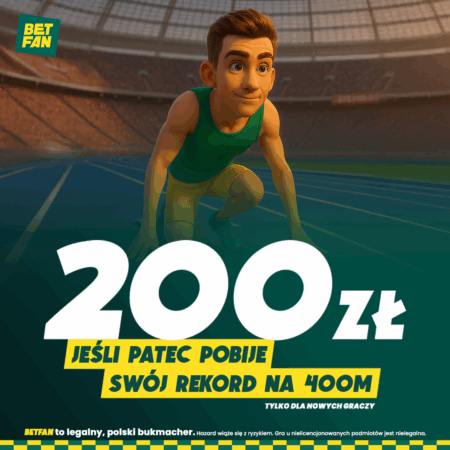 200 ZŁ, JEŚLI PATEC POBIJE SWÓJ REKORD NA 400M