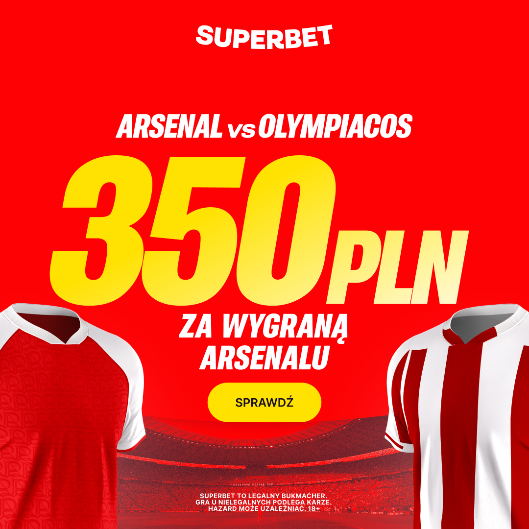 350 PLN za zwycięstwo Arsenalu w meczu z Olympiacos