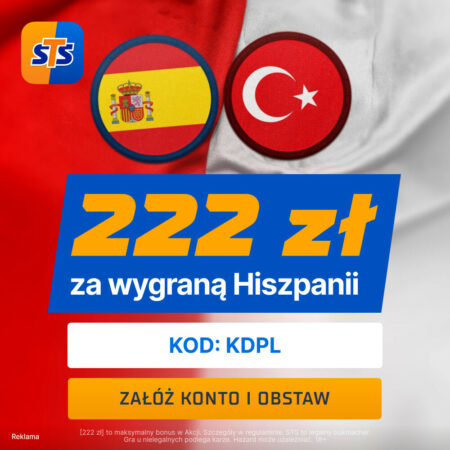STS Bonus 660 PLN + Ekstra 222 PLN na Eliminacje MŚ! Wytypuj Zwycięzcę Meczu Hiszpania – Turcja
