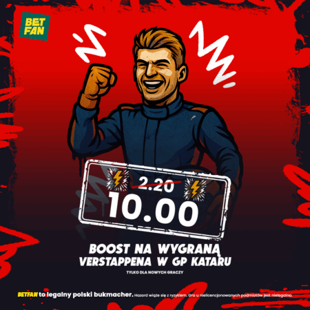 220 zł za Zwycięstwo Verstappena 🏁 Bonus 10.0 F1