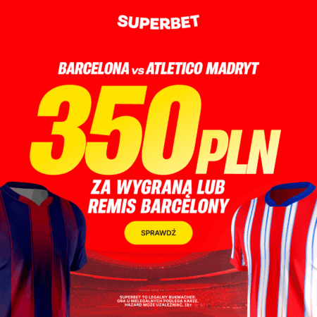 🎯 BEZPIECZNY BONUS 350 PLN! Postaw na 1X Barcelony (Nie przegra) w Hicie z Atletico!