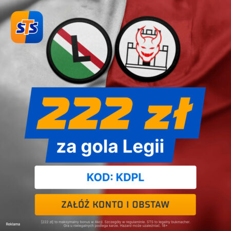 Bonus KDPL w STS: Zgarnij 660 PLN + Ekstra 222 PLN za Gol Legii, Lecha, Rakowa lub Jagiellonii!