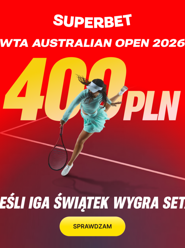 💰 AŻ 400 PLN za jednego seta Igi Świątek z Rybakiną! Mega Bonus od Superbet na Australian Open